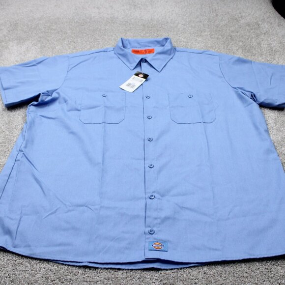 Dickies 2-Pocket Work Shirt NWT Men 3XL XXXL Blue Polyester/Cotton S/S Button Up - Picture 2 of 14